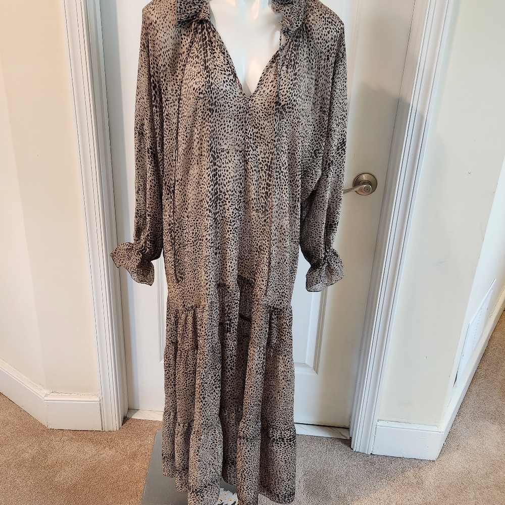 Vici medium maxi see through dress leopard dress